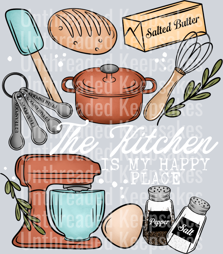 The_Kitchen_Is_My_Happy_Place_White_Text DTF Transfer