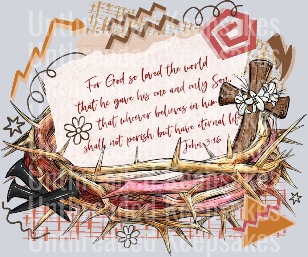 John 3_16 Retro CollageDTF Transfer