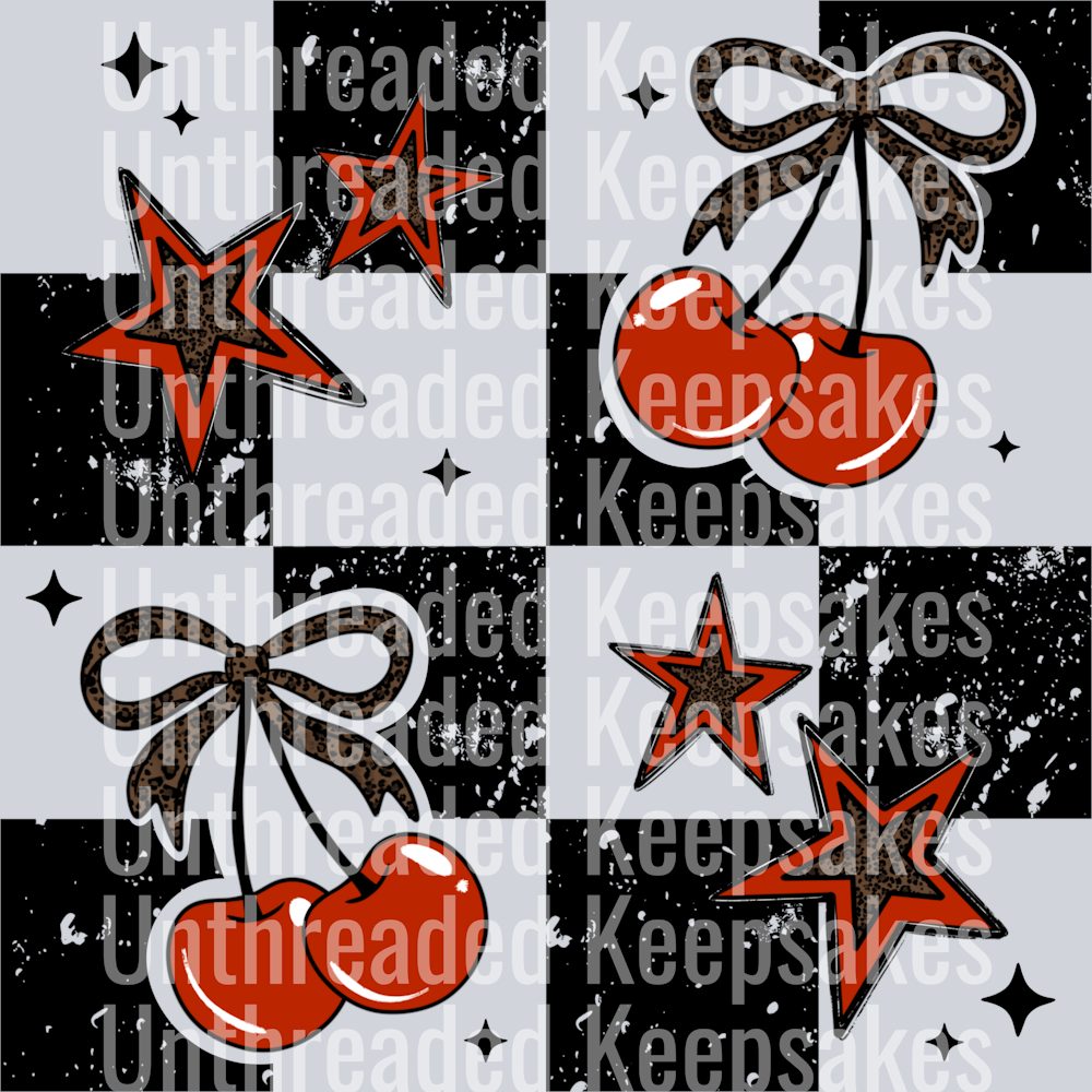 Cheetah_Cherries_And_Stars_DTF Transfer