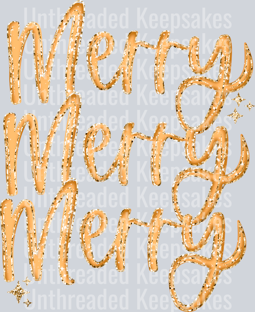 Merry_Stacked_Gold_Glitter DTF Transfer