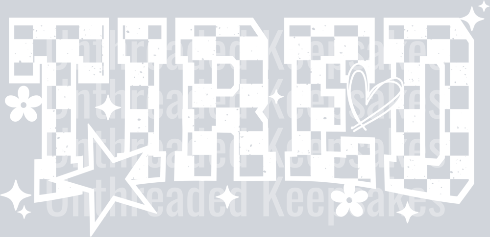 Tired single color white checker DTF Transfer