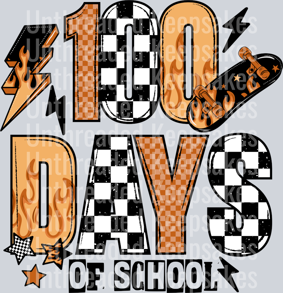 100_Days_Checker_Flame DTF Transfer