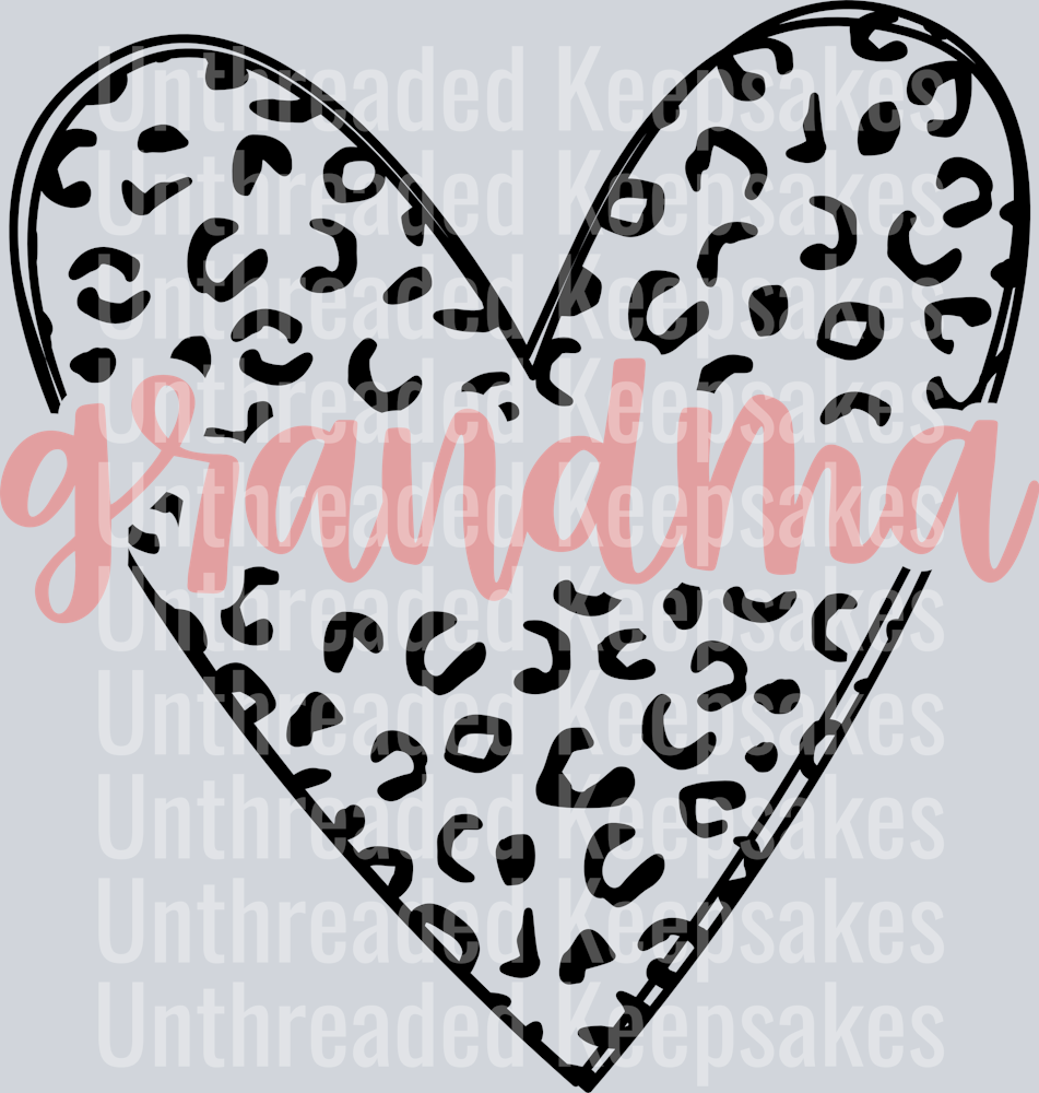 Grandmaleopardprintheart DTF Transfer