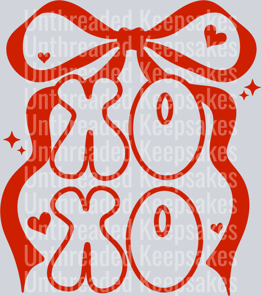 Xoxo single color bow red DTF Transfer