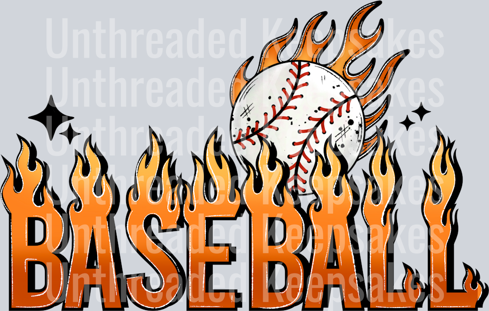 Baseball Flame DTF Transfer