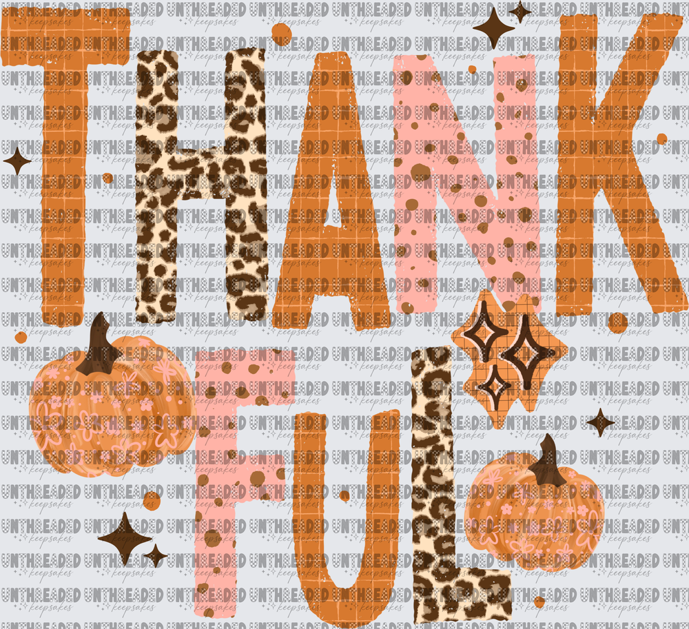 Thankful Mixed Pattern Leopard Polka Dot Pumpkin Fall Design