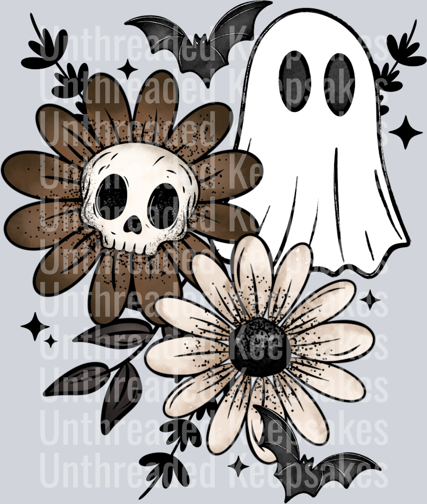 Ghost_Skull_Florals DTF Transfer