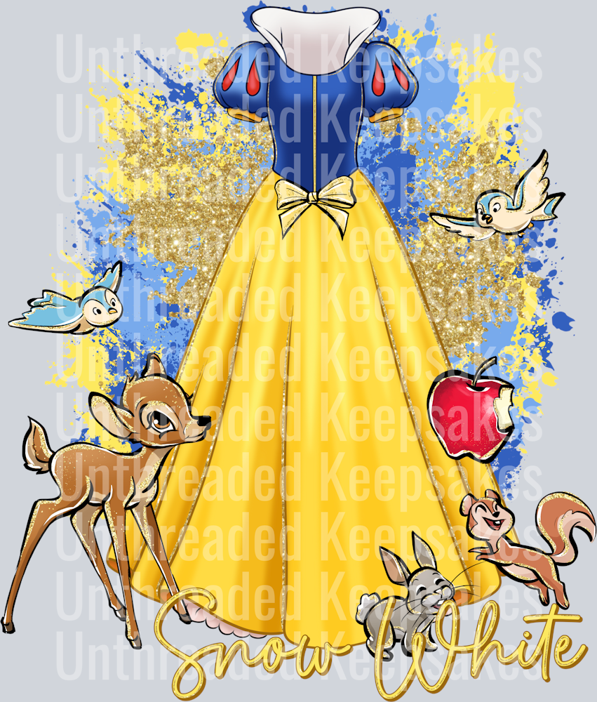 SNOWWHITE LONG DRESS DTF Transfer