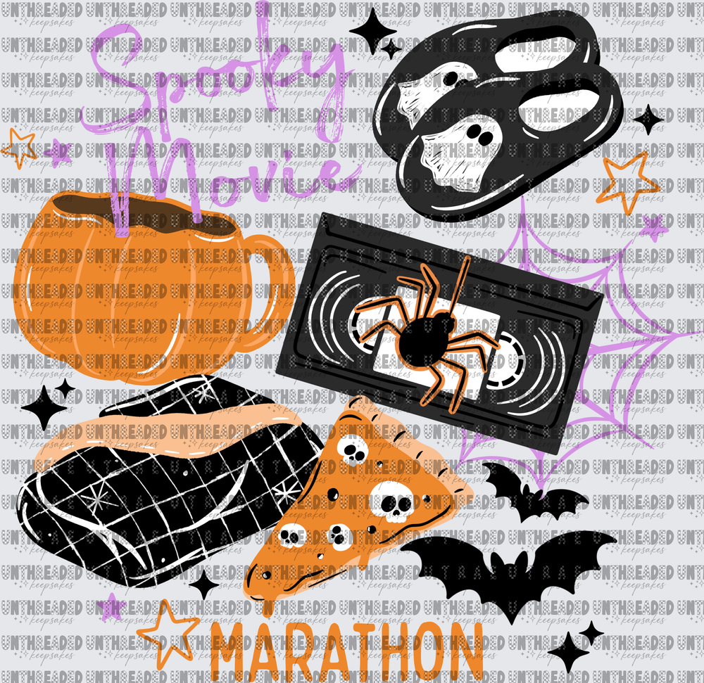 Spooky Movie Marathon Halloween Night In Cozy Collage