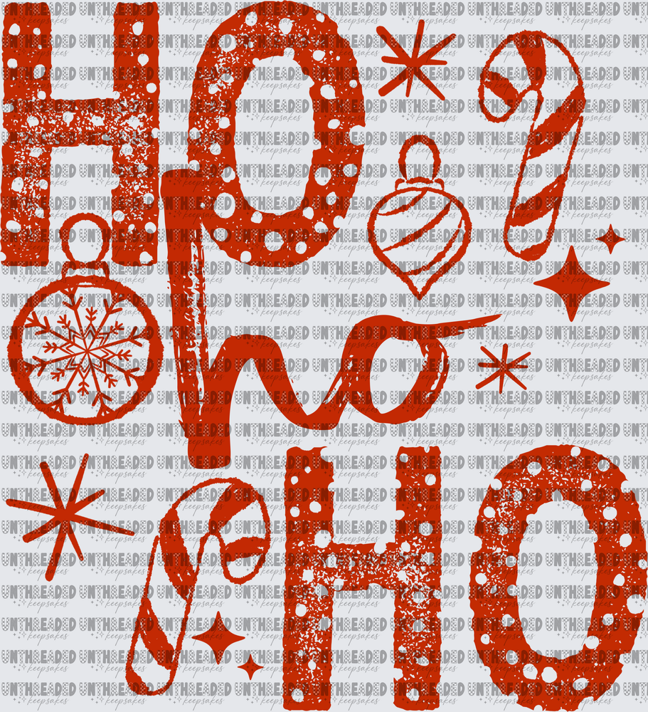 Ho Ho Ho Christmas Ornaments Candy Cane Festive Red Design