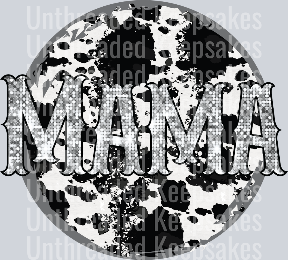 Silver and Cow Print MamaDTF Transfer
