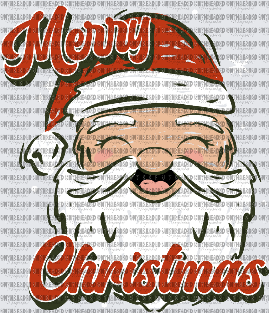 Merry Christmas Jolly Santa Claus Laughing Retro Script