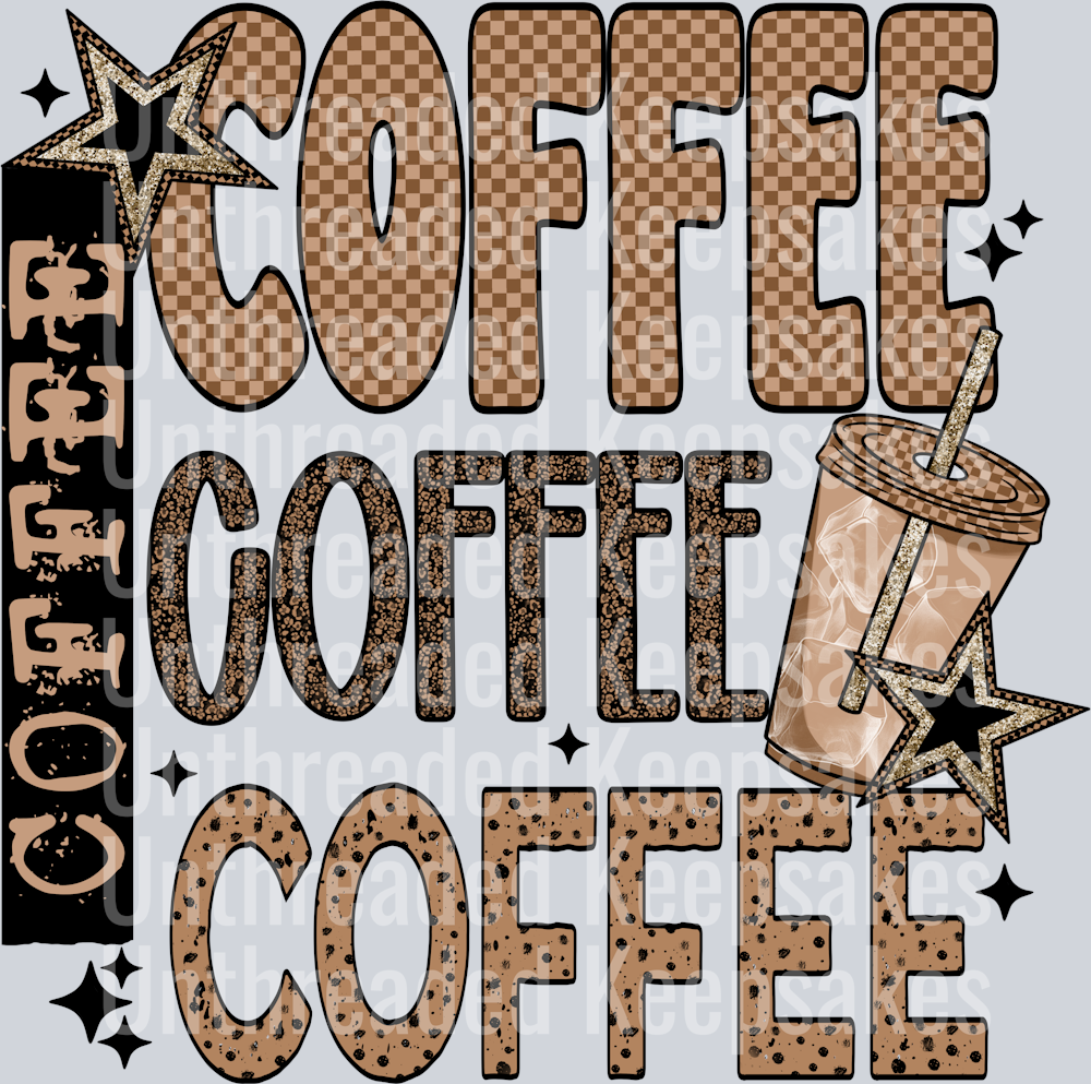 Coffee_Repeated_Iced DTF Transfer