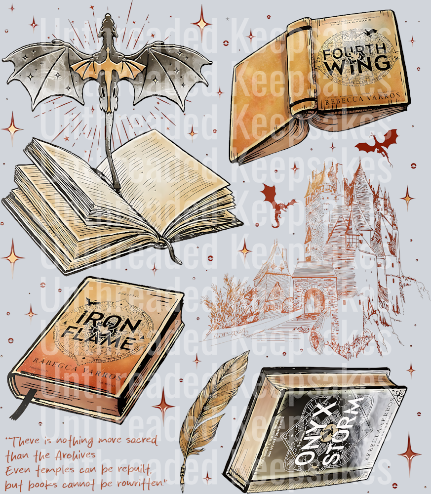 Fourth Wing Books Art DTF Transfer