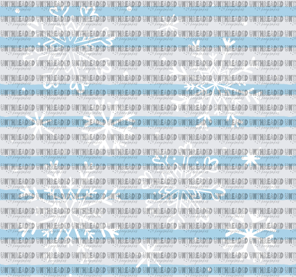 Light Blue Stripe Snowflake Winter Pattern