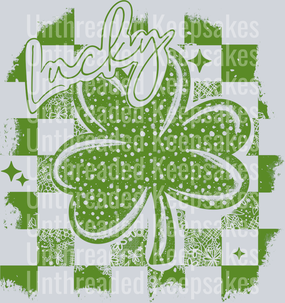 Lucky_Distressed_Green DTF Transfer
