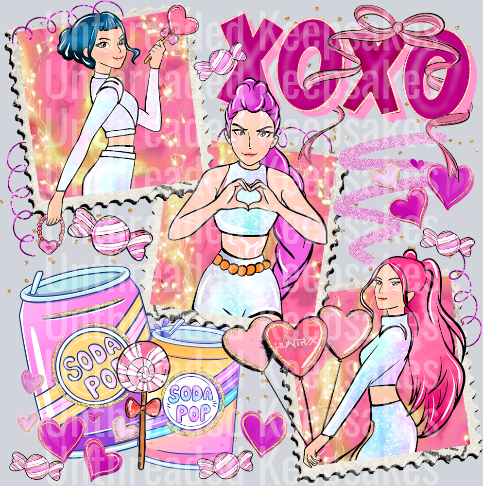 Xoxo K Pop Polaroid Frames DTF Transfer