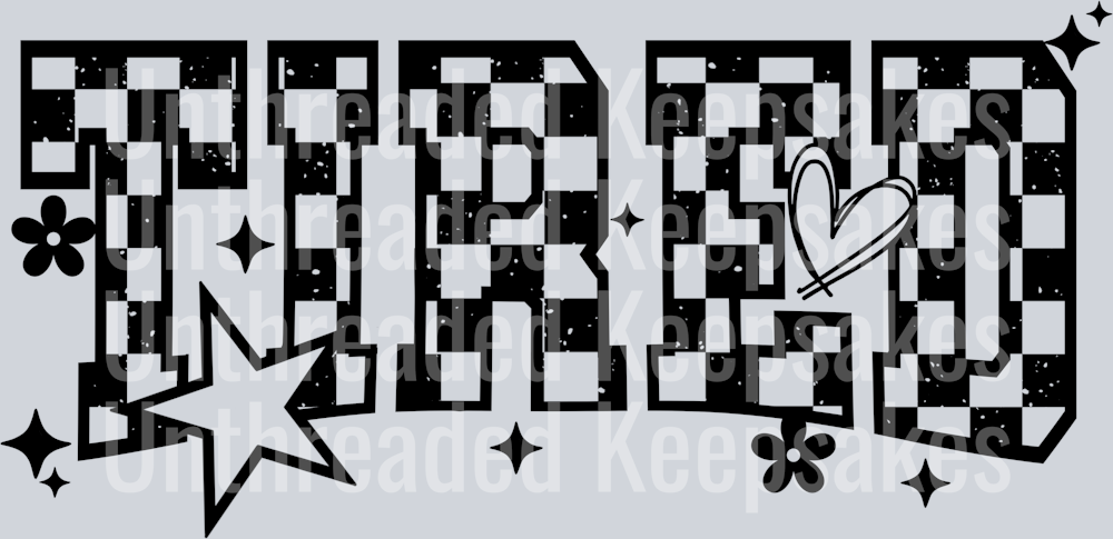 Tired single color black checker DTF Transfer