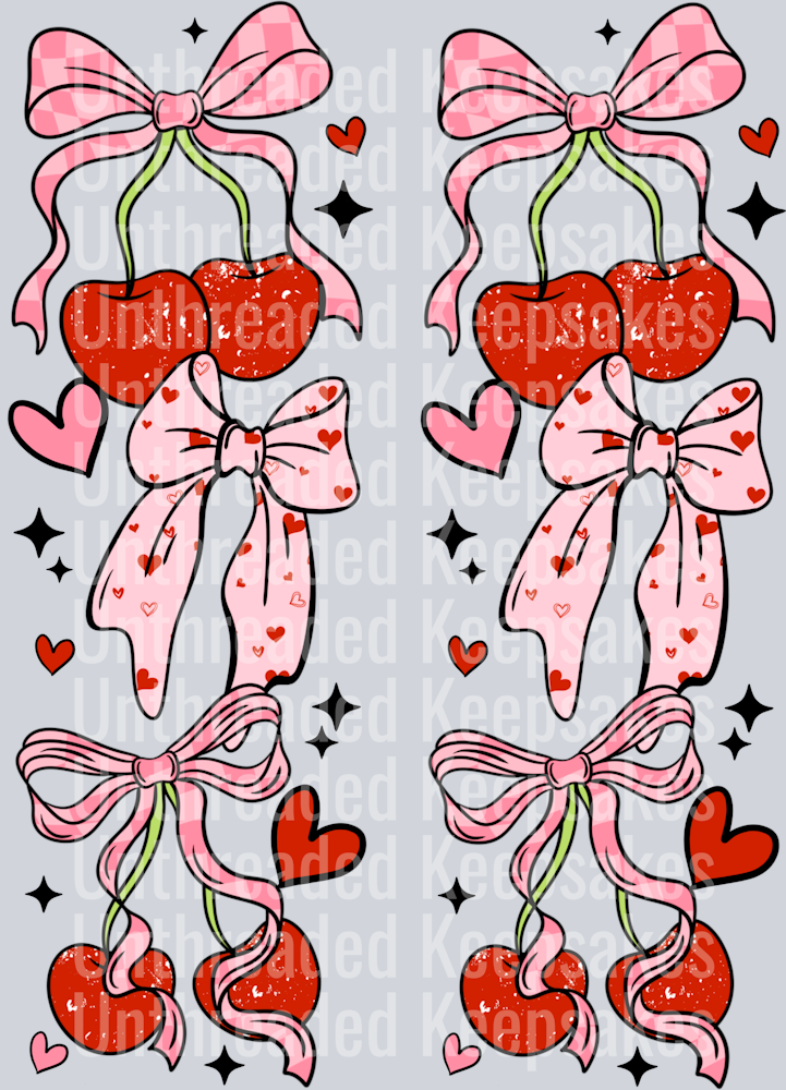Cherry bow sleeve DTF Transfer