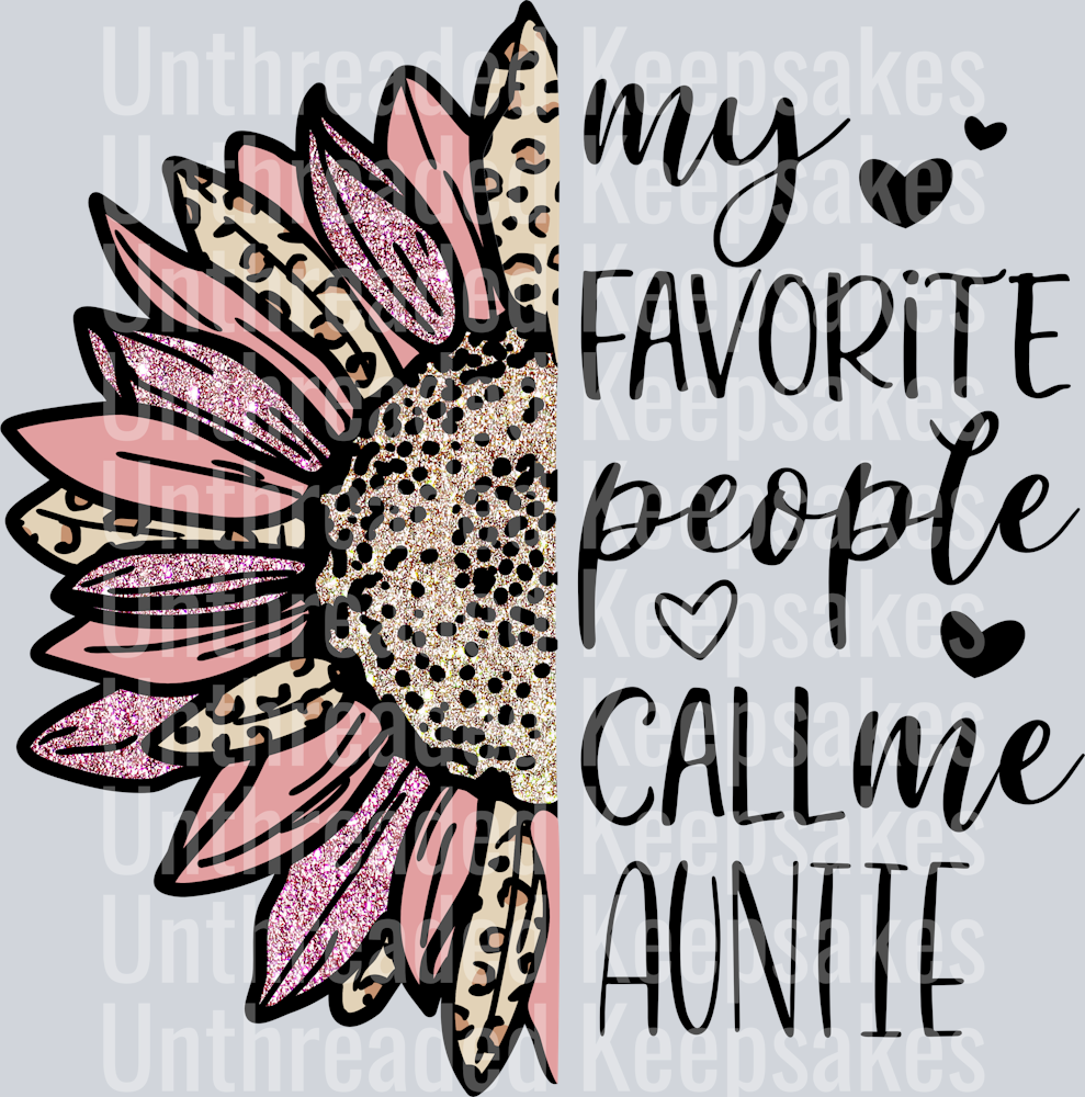 Auntiesunflowerleopardpink DTF Transfer