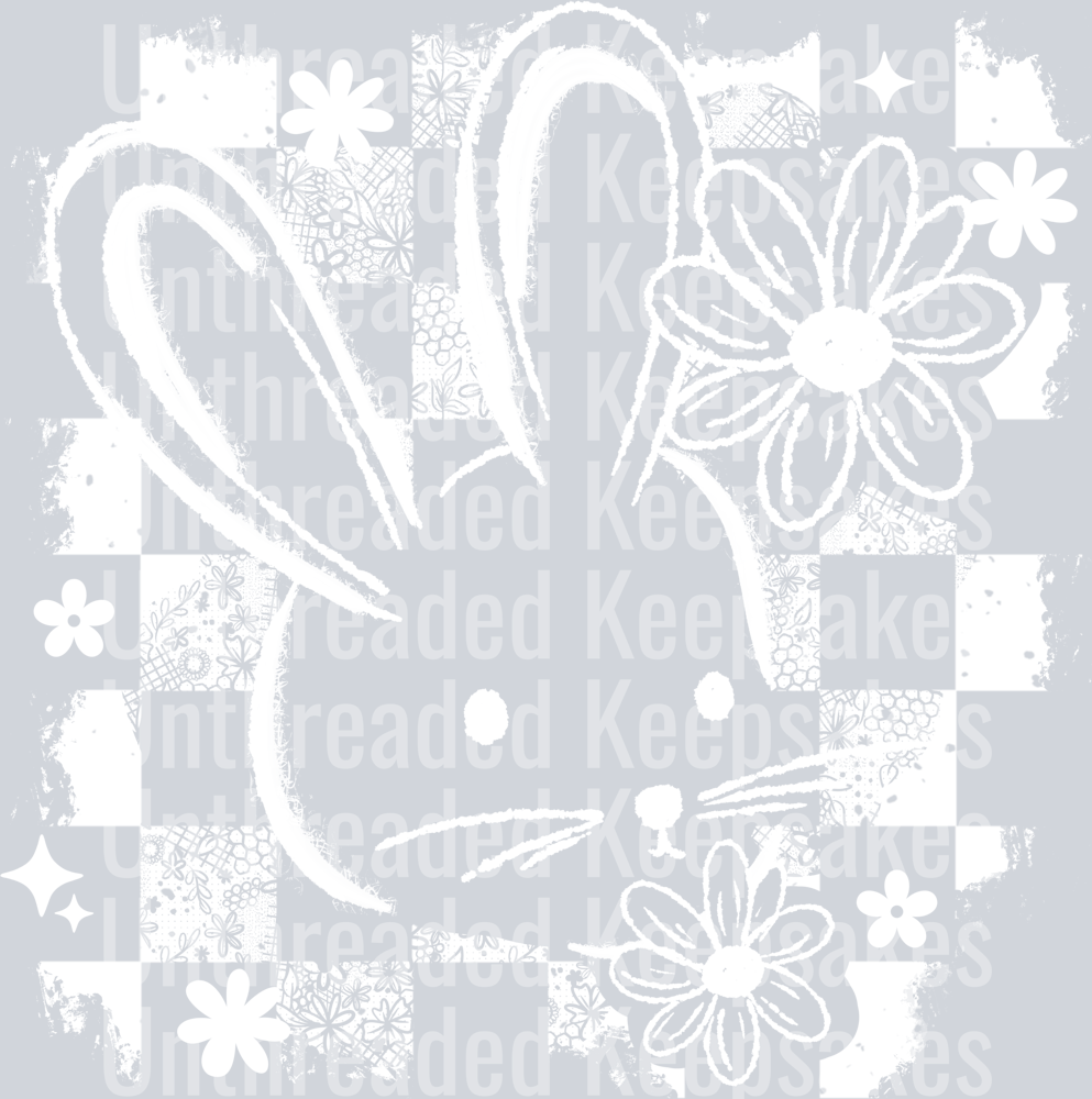 Bunny_Distressed_White DTF Transfer