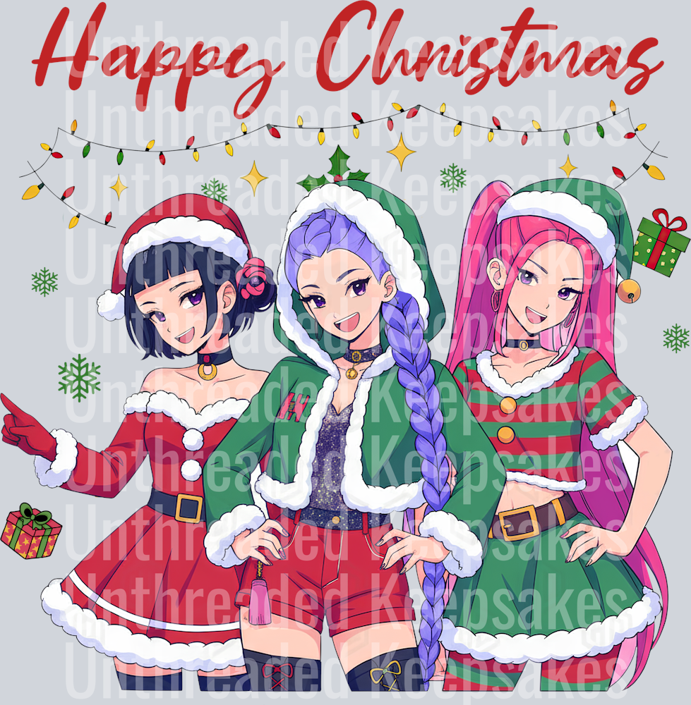 Happy Christmas Huntrix Kpop Hunters DTF Transfer