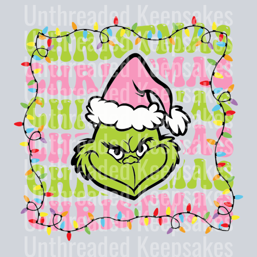 Retro Christmas Grinch Face DTF Transfer
