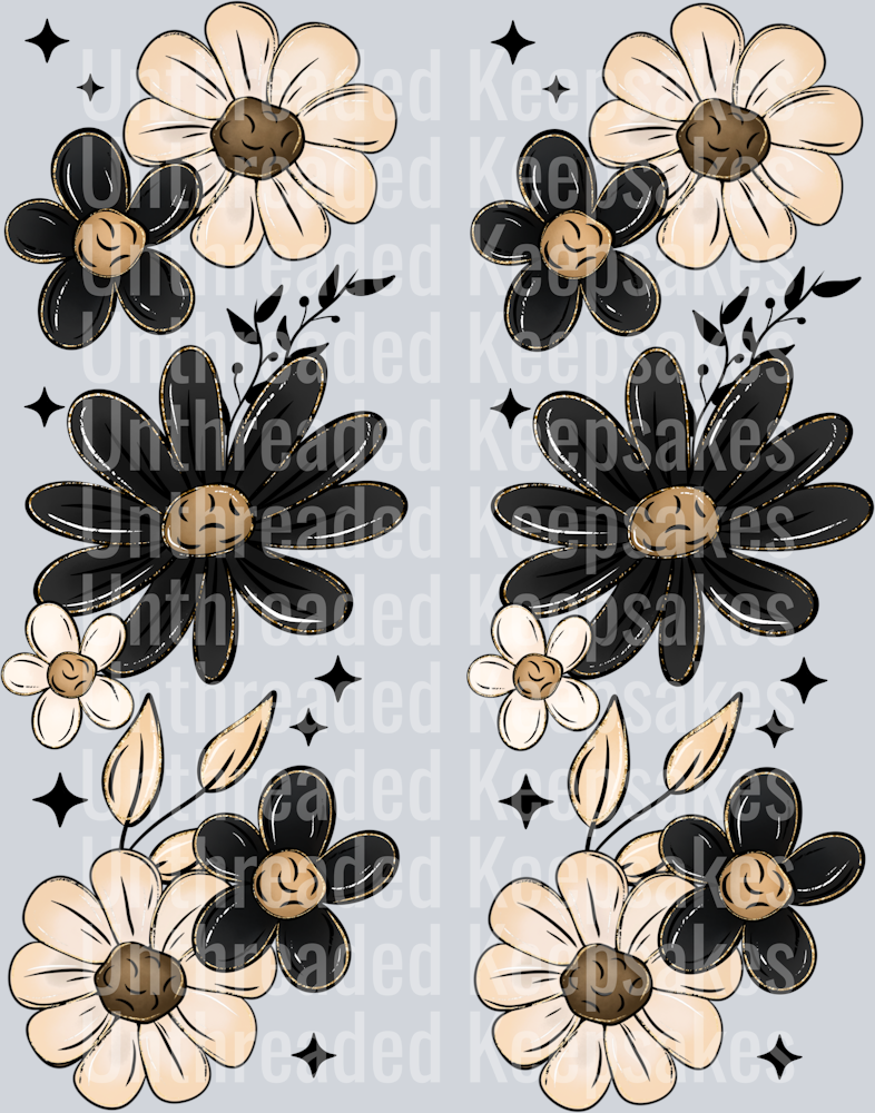 Black and tan florals sleeve DTF Transfer
