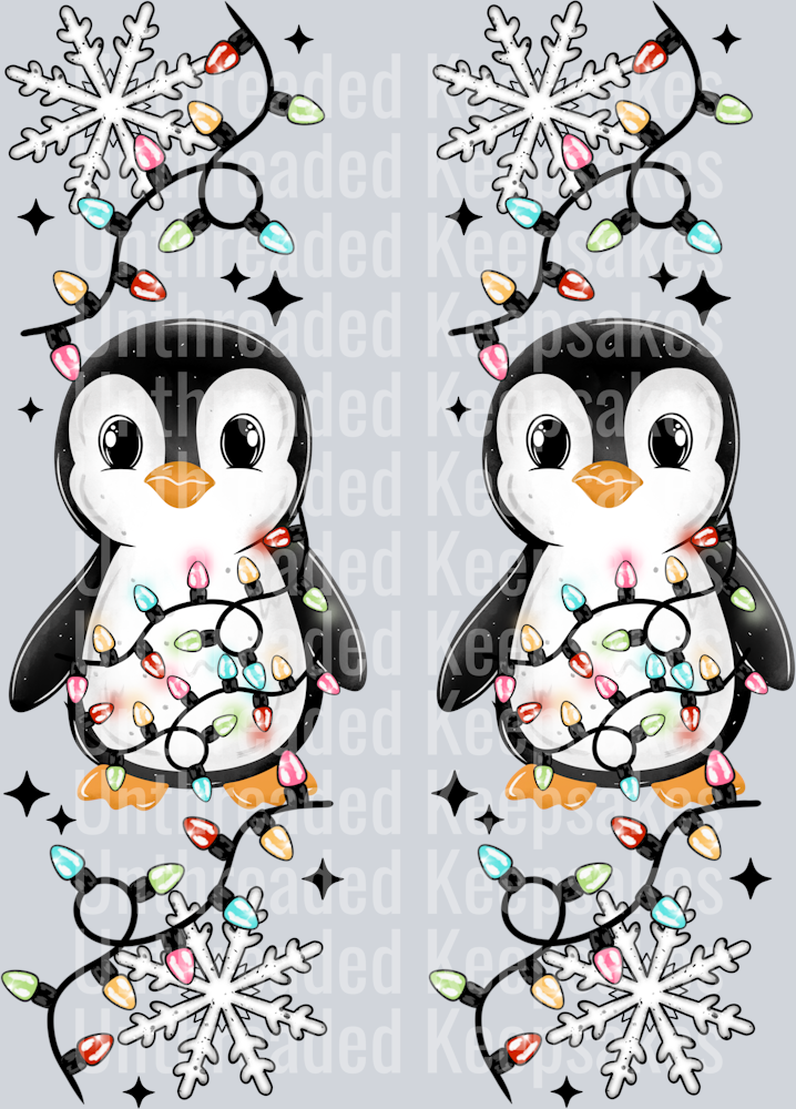 Penguins_And_Christmas_Lights_Sleeve DTF Transfer