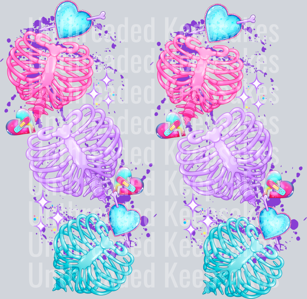 Skelly hearts sleeves DTF Transfer