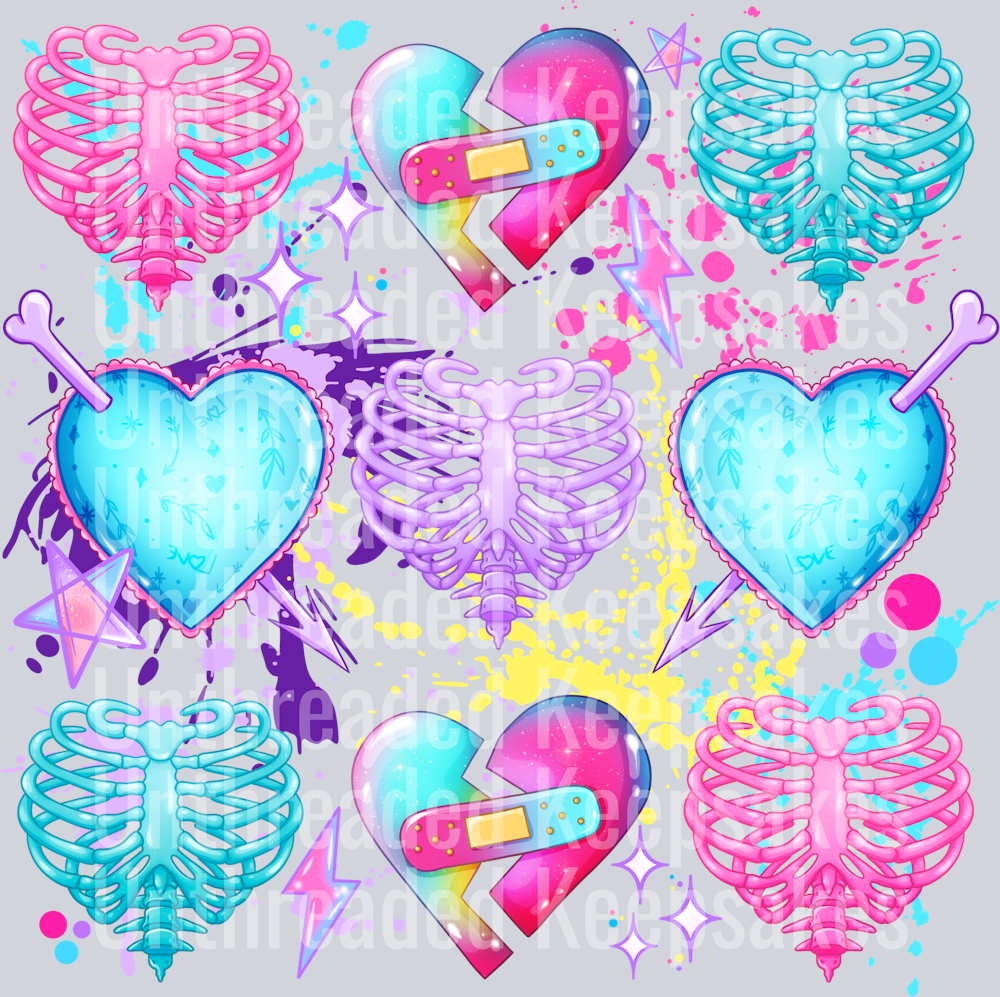 Skelly hearts DTF Transfer