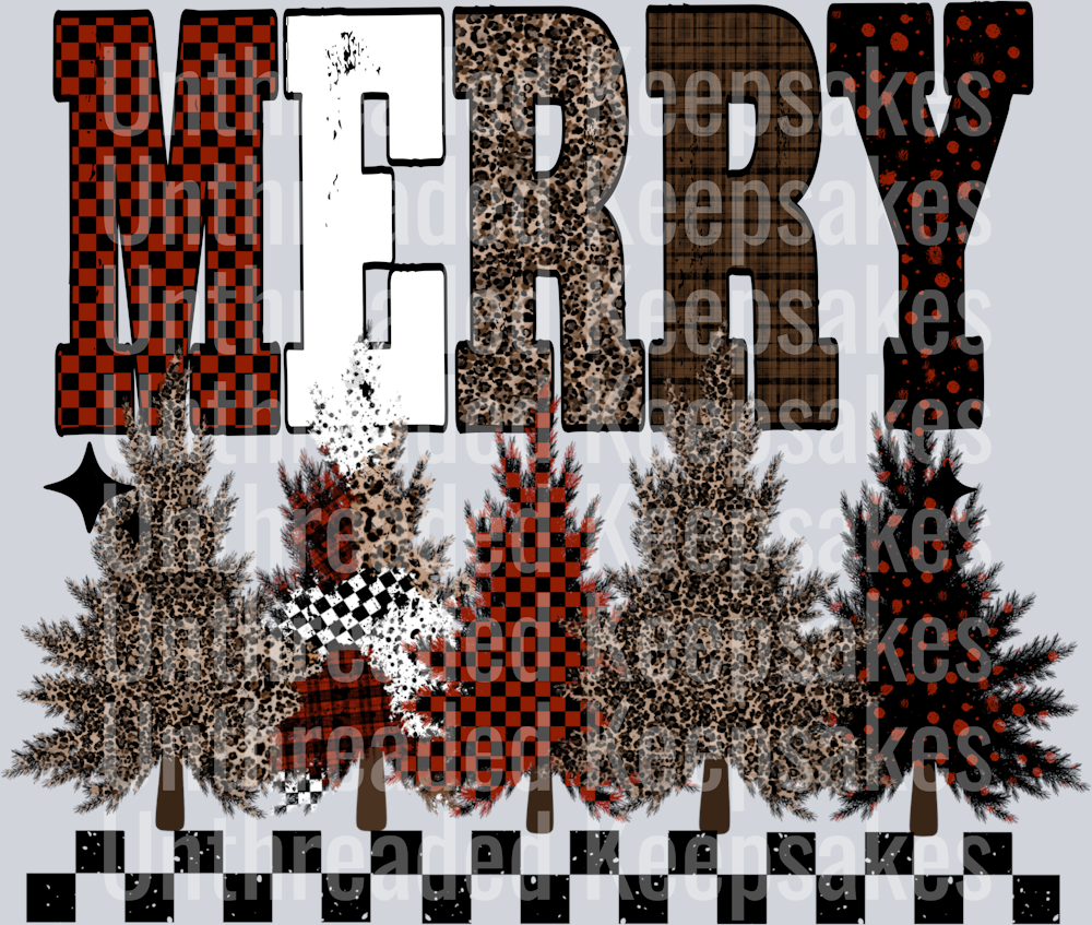 Merry_Patterned_TreesDTF Transfer