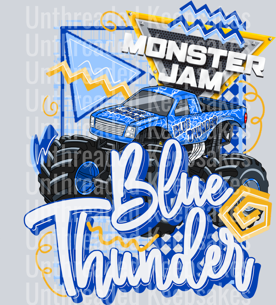Retro blue thunder DTF Transfer
