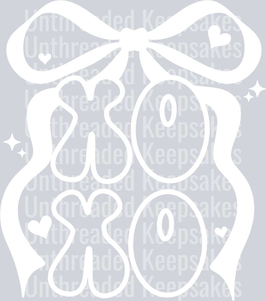 Xoxo single color bow white DTF Transfer