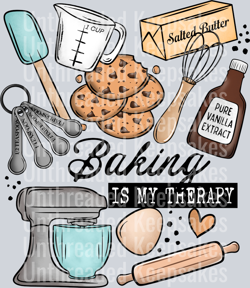 Baking_Is_My_Therapy_Black_Text 2 DTF Transfer