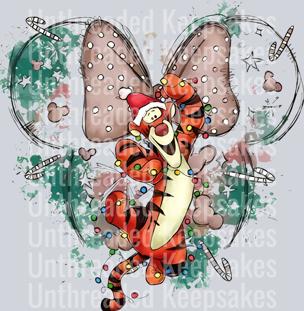 Disney Winnie the Pooh Characters Minnie Ears Christmas Tigger DTF Transfer