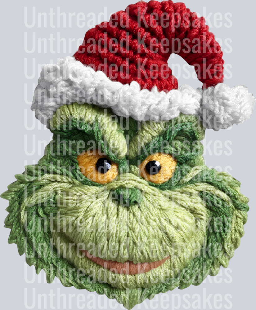 Grinch Happy Face DTF Transfer