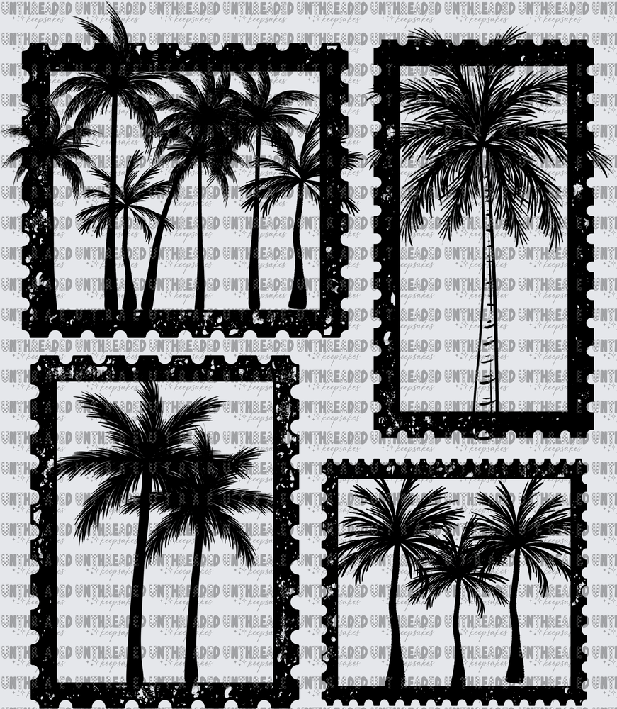 Palm tree stamps black