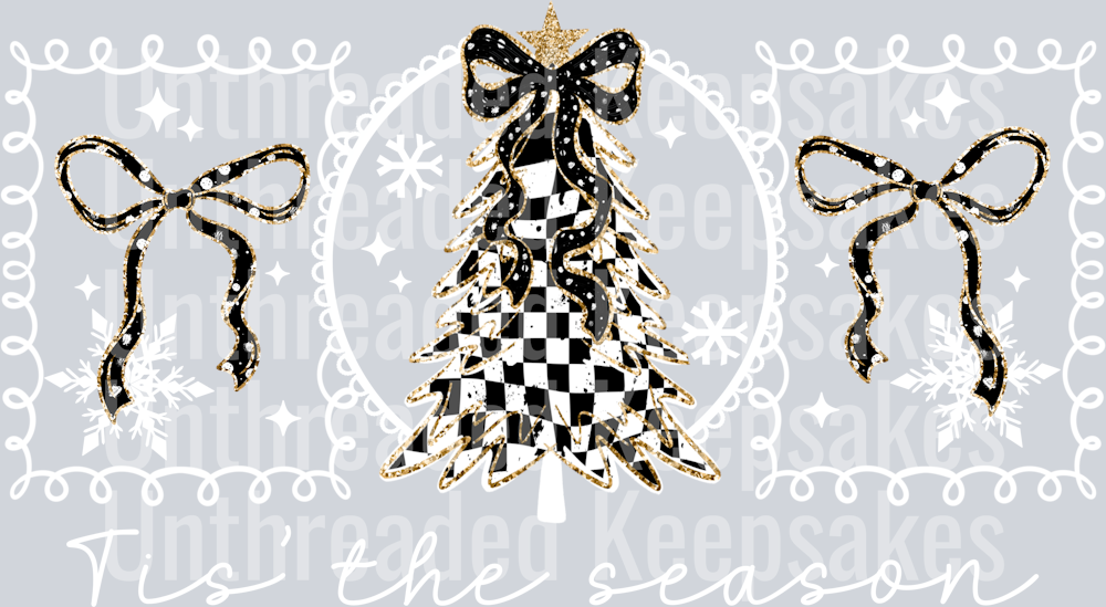 Tis_The_Season_Checker_Tree_White_Words DTF Transfer