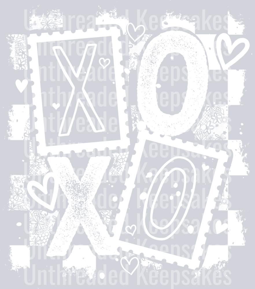 Xoxo_Stamps_Distressed_WhiteDTF Transfer