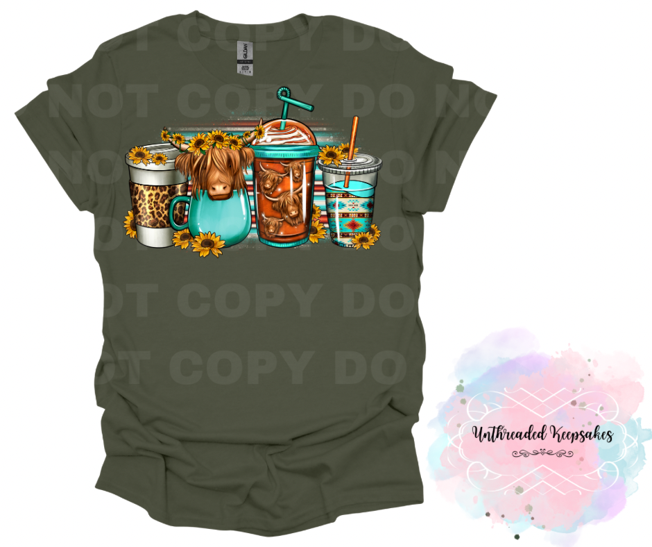 Cow Sunflower Coffee T-Shirt