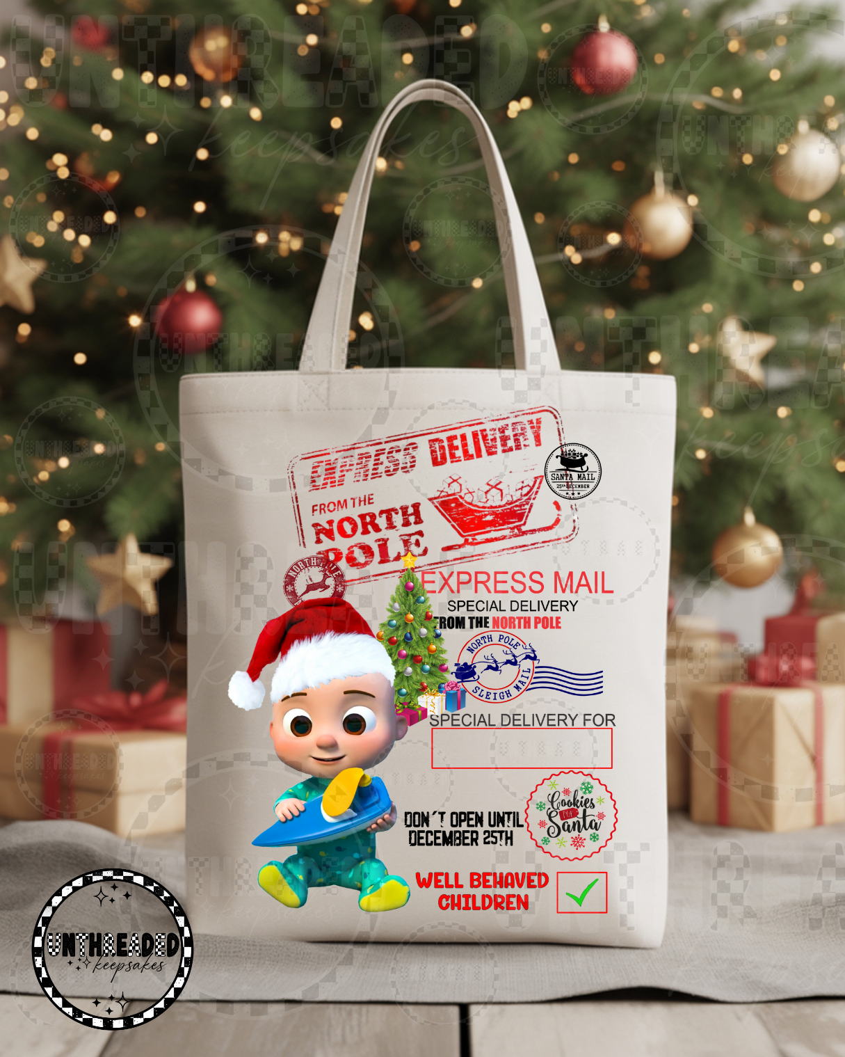 Cocomelon Holiday Canvas Tote Bag