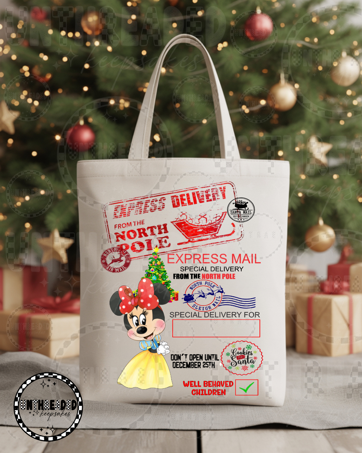 Minnie Holiday Canvas Tote Bag