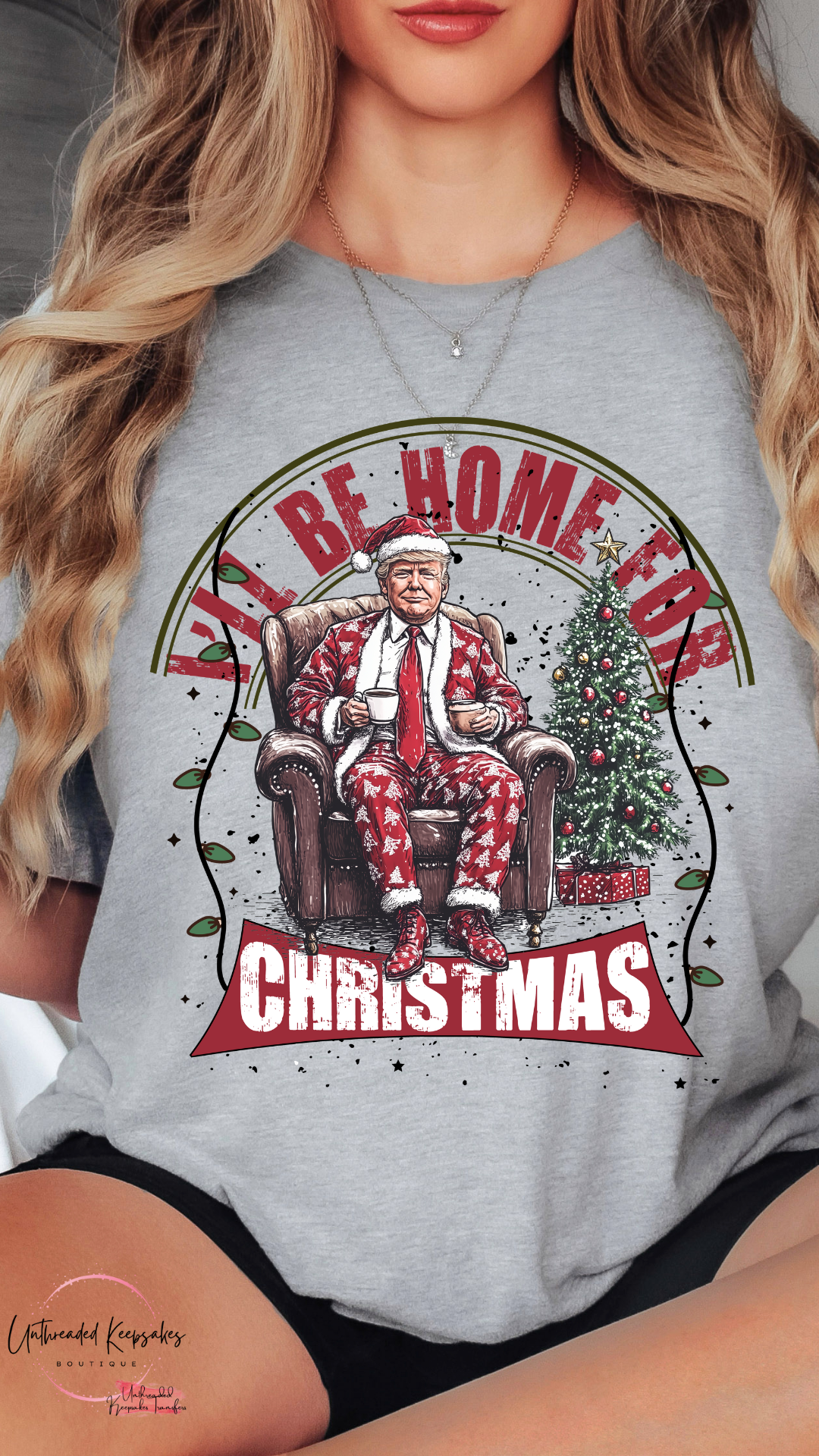 Ill Be Home For Christmas Trump Womens Graphic T-Shirt