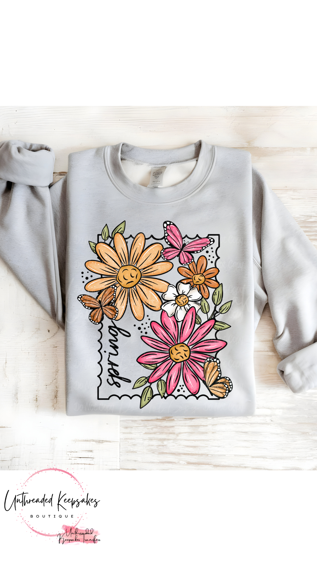 Spring Stamp Flowers Cute Women's Graphic Crewneck