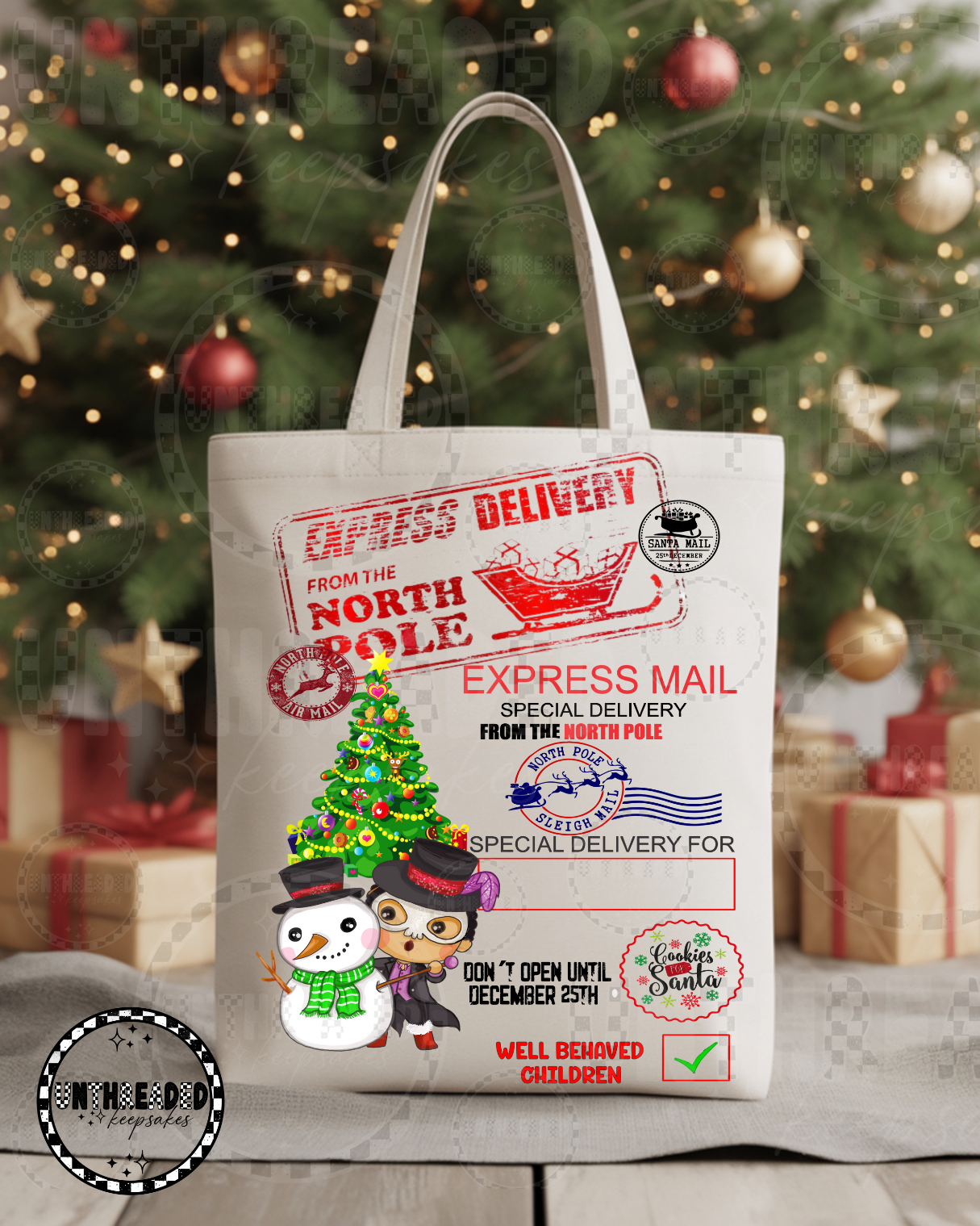Holiday Snowmen Canvas Tote Bag