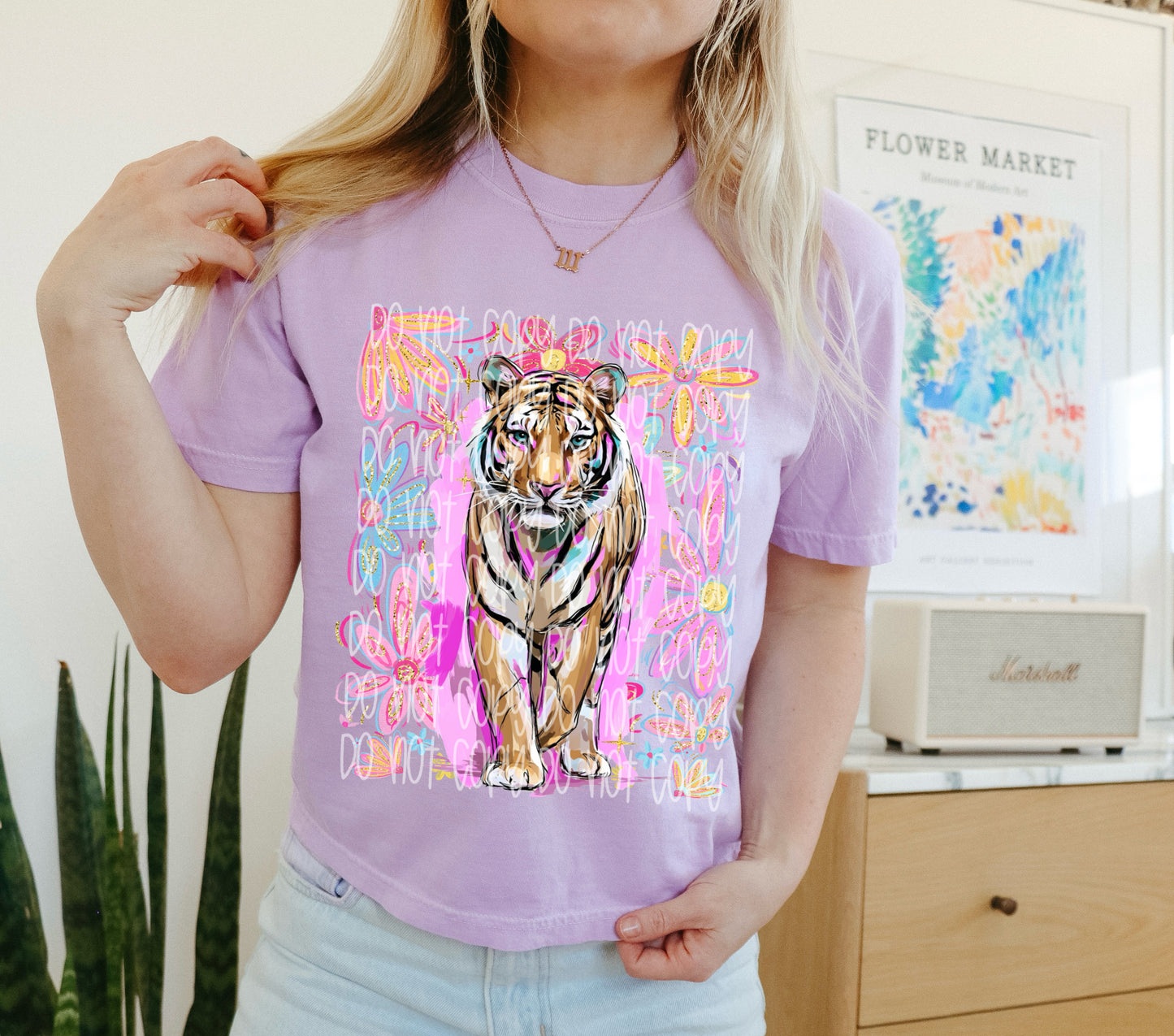 🐅 Boho Tiger Graphic Tee | Colorful Wild Animal Shirt | Floral Tiger Aesthetic T-Shirt | Trendy Pastel Jungle Cat Tee | Cute Safari Lover Gift 💜🌸