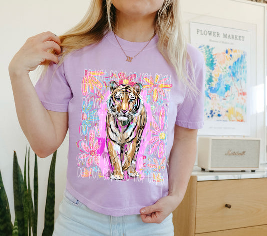 🐅 Boho Tiger Graphic Tee | Colorful Wild Animal Shirt | Floral Tiger Aesthetic T-Shirt | Trendy Pastel Jungle Cat Tee | Cute Safari Lover Gift 💜🌸