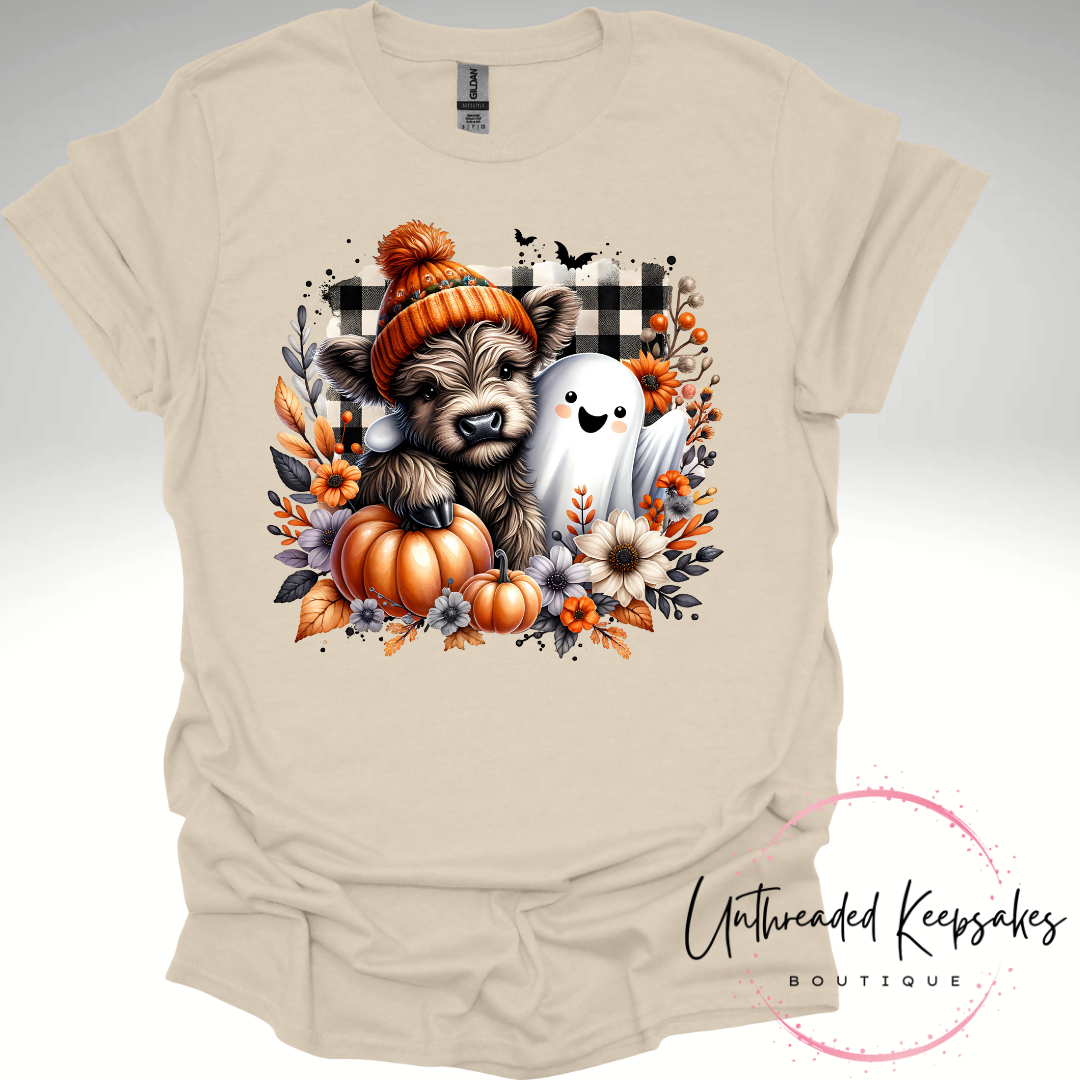 Highland Cow Ghost Cute Graphic T-Shirt