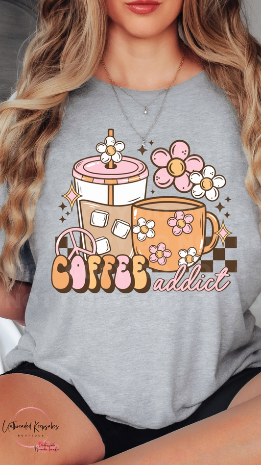 Coffee Addict Cute Womens Graphic T-Shirt